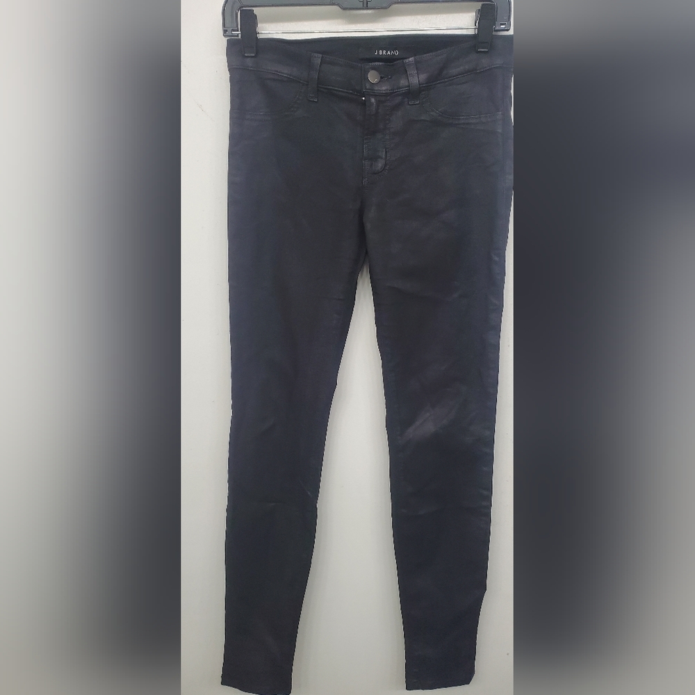 J Brand super skinny coated stretch black jeans 27